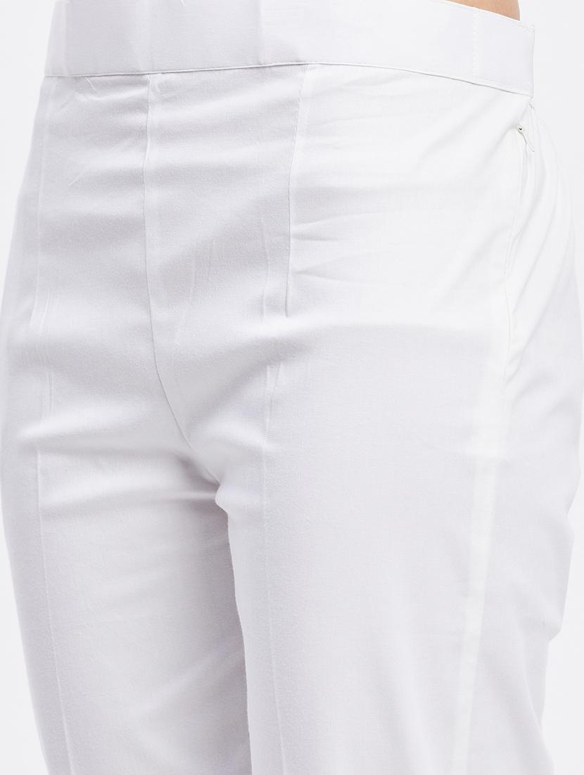 white solid mid rise ankle length trouser - 19956186 - Standard Image - 5