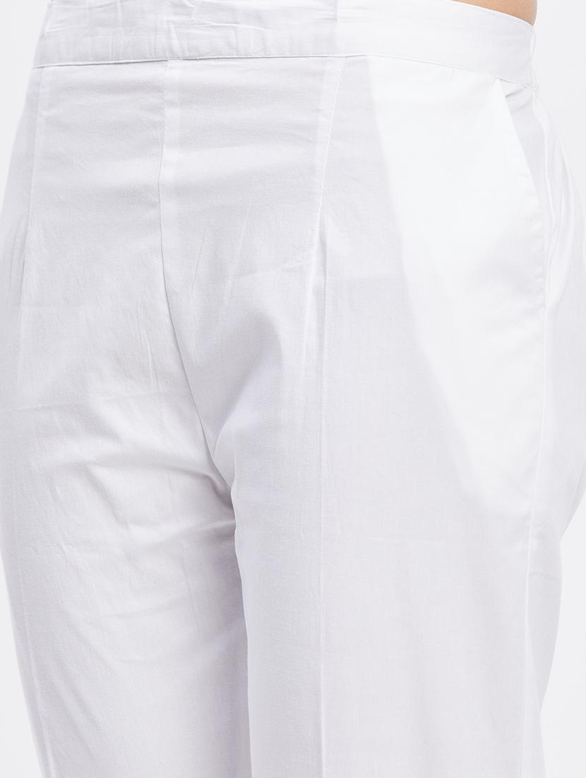 white solid mid rise ankle length trouser - 19956189 - Standard Image - 5