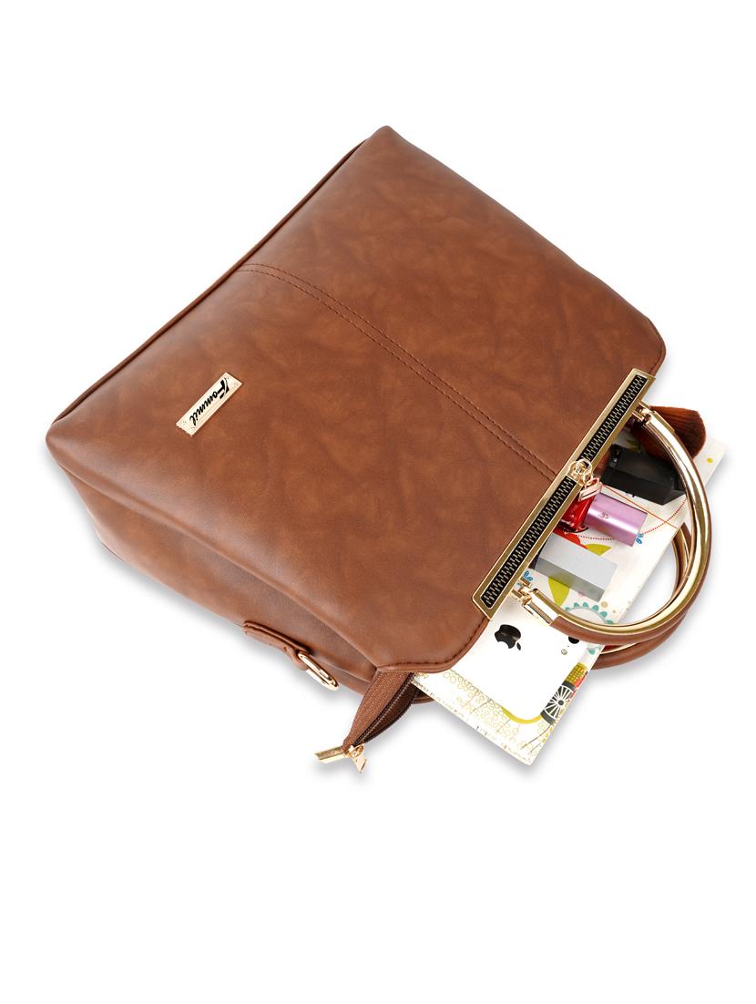tan solid handbag - 19956582 - Standard Image - 3