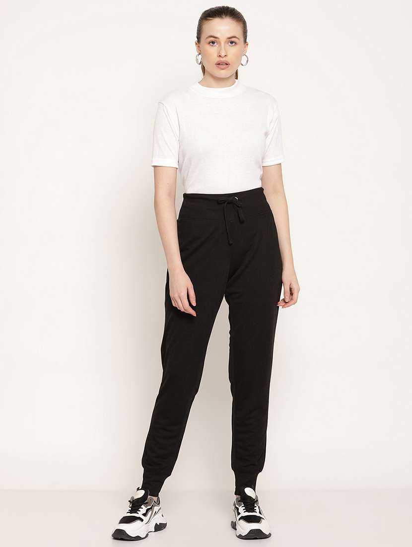 black cotton track pants - 19956608 -  Standard Image - 3