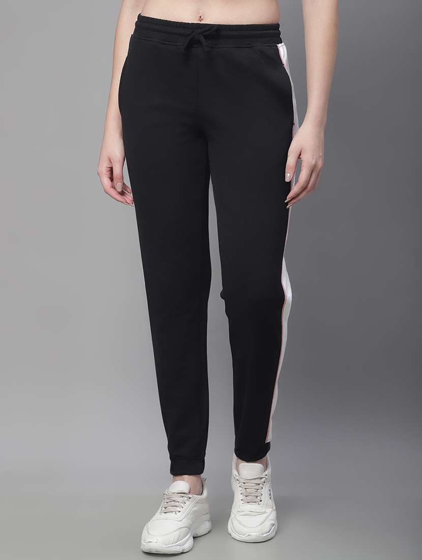 black cotton blend track pants