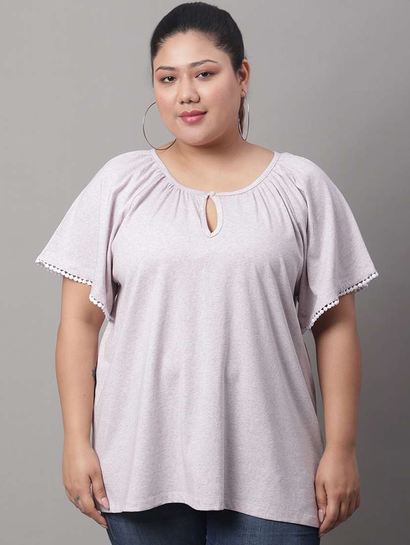 women's straight key hole neck top