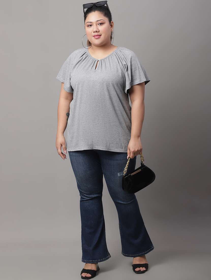 women's straight key hole neck top - 19956999 -  Standard Image - 3