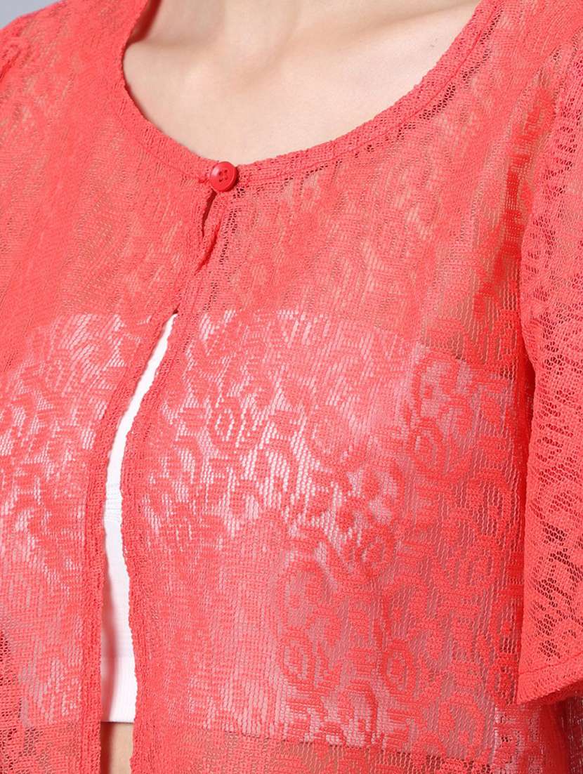 Pink Lace Short Sleeve Shrug - 19957196 -  Standard Image - 3