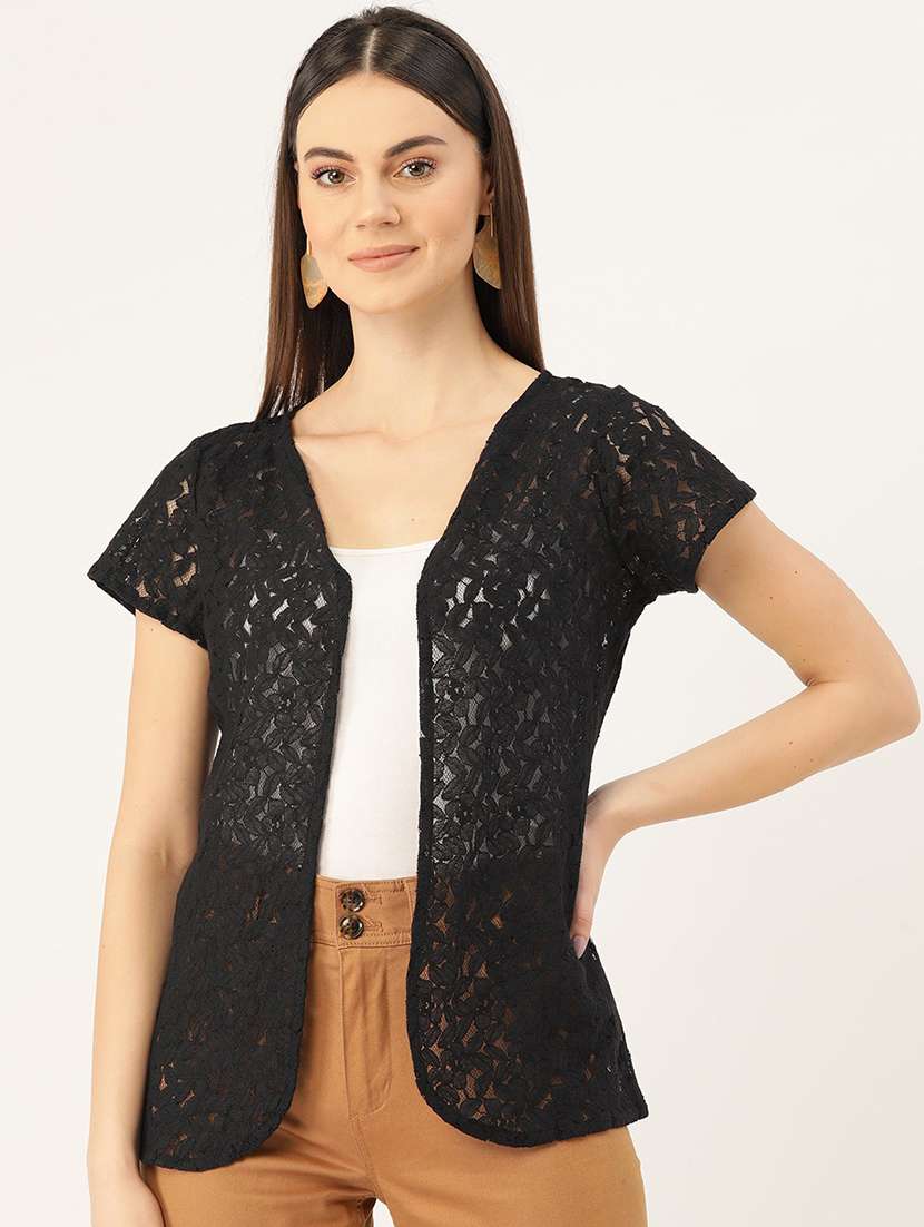 black lace short sleeve shrug