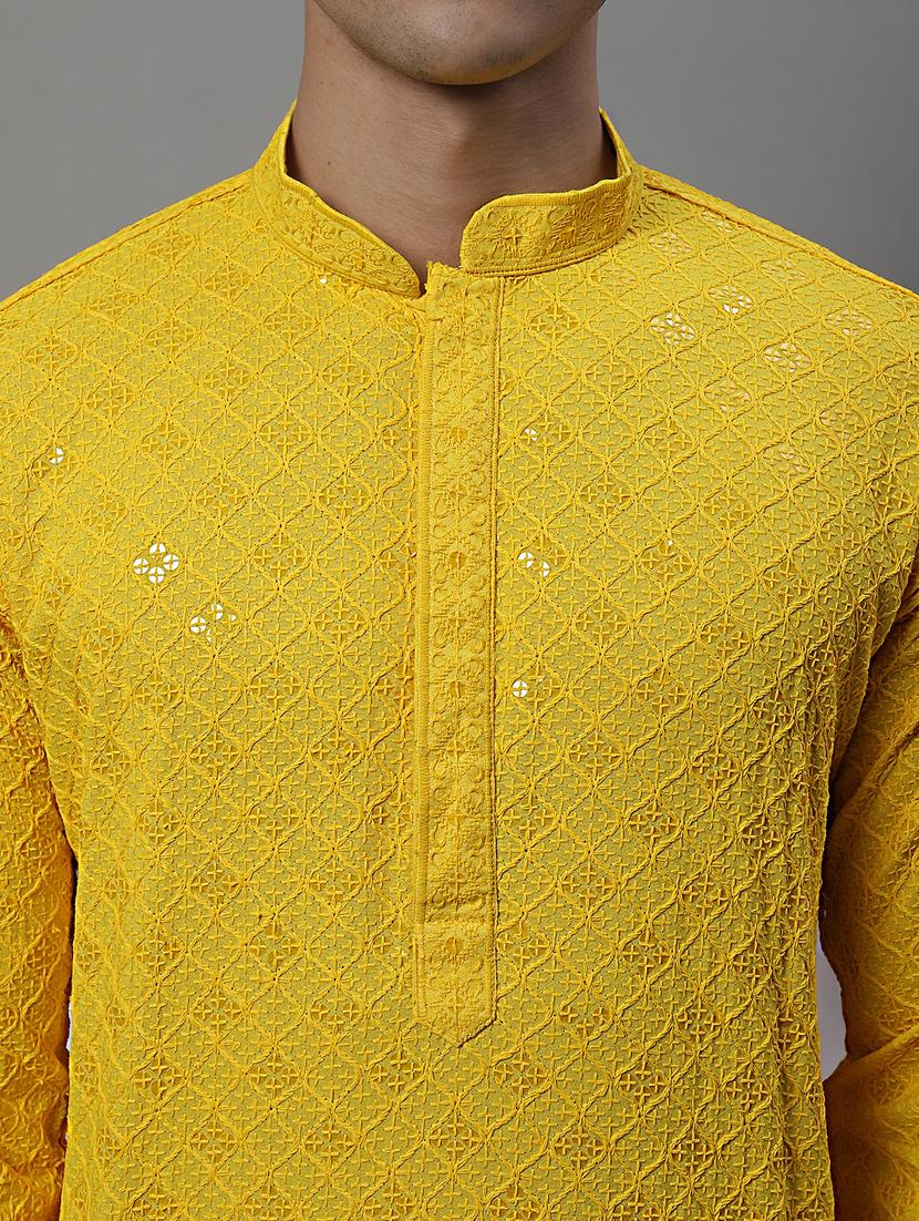 men's embroidered cotton kurta - 19957250 - Standard Image - 5