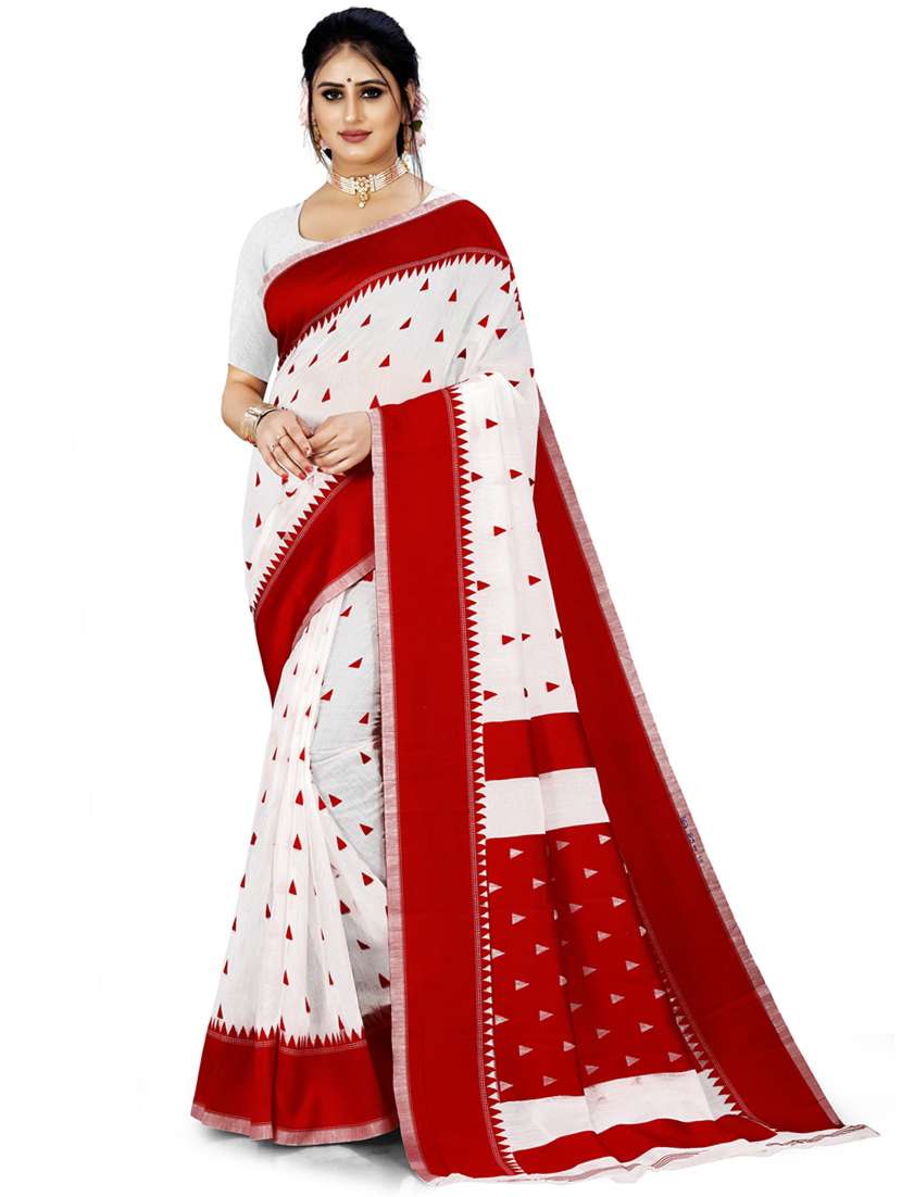 red self design jamdani saree - 19957559 - Zoom Image - 0
