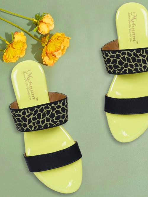yellow synthetic slip on sandals - 19959430 - Standard Image - 0