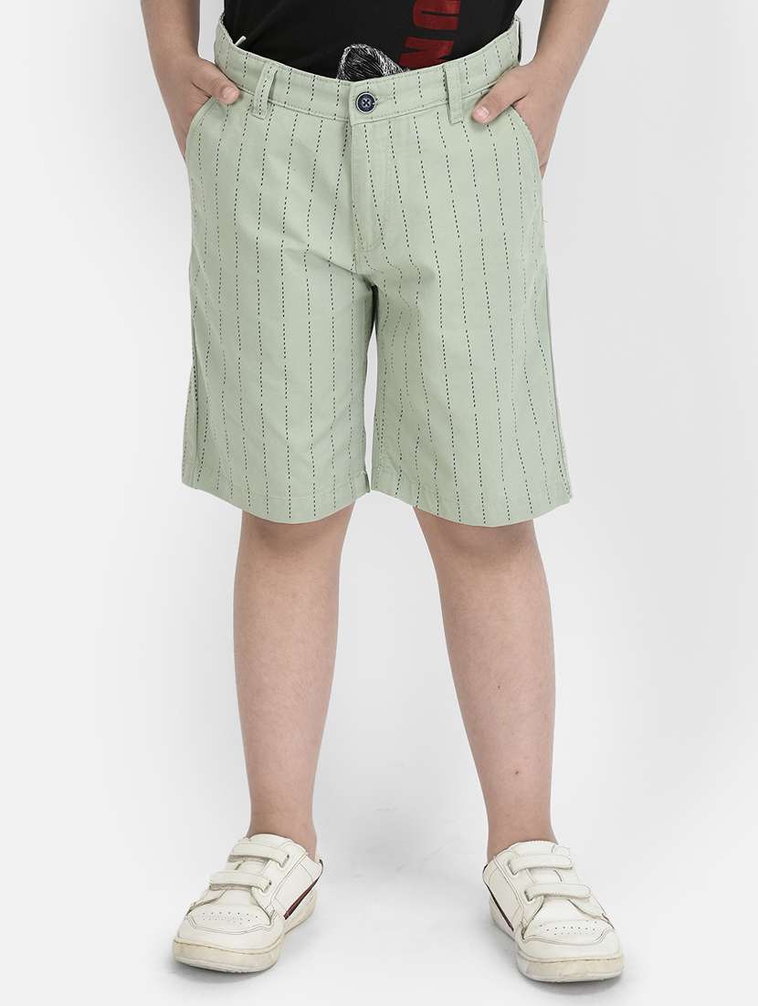 green printed shorts