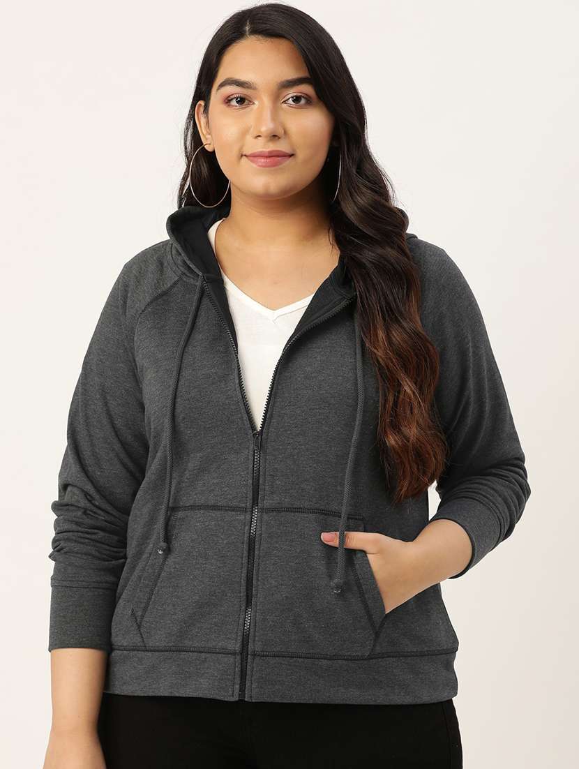 women plain hooded plus size sweatshirt