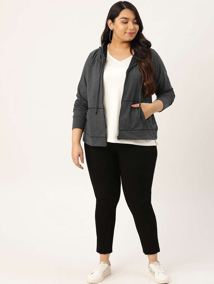Women Plain Hooded Plus Size Sweatshirt - 19959828 -  Standard Image - 3