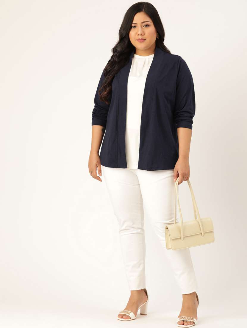 navy blue cotton shrug - 19959855 -  Standard Image - 3