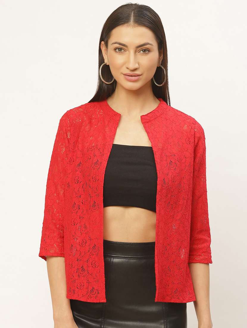 red cotton shrug