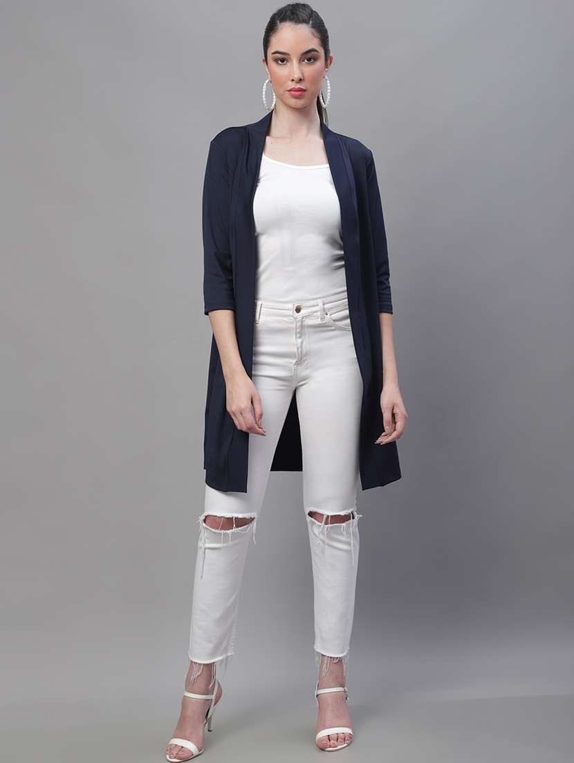 Buy online Black Cotton Blend Shrug from capes shrugs for Women