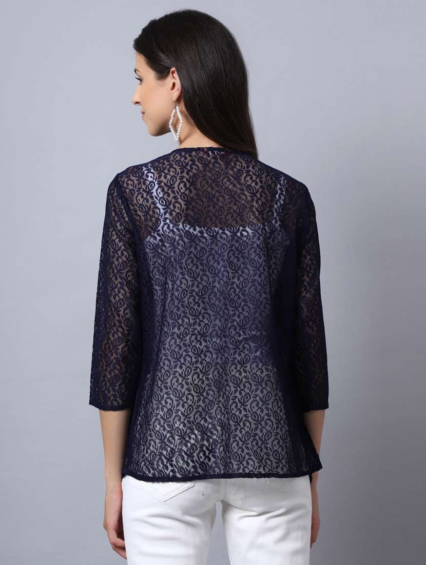 women self design three quarter sleeve shrugs - 19960031 -  Standard Image - 3