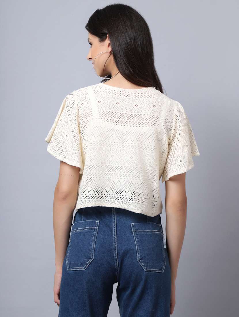 Women Self Design Short Sleeve Shrugs - 19960035 -  Standard Image - 3