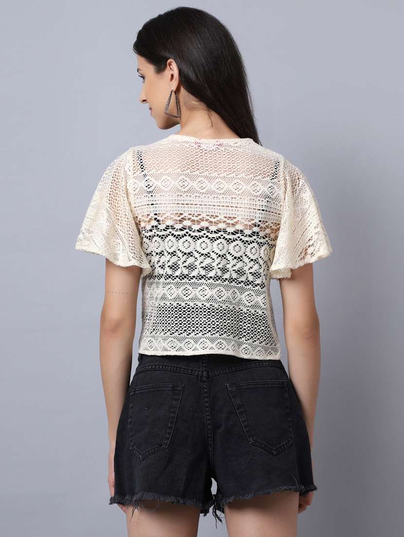 women self design short sleeve shrugs - 19960040 -  Standard Image - 3