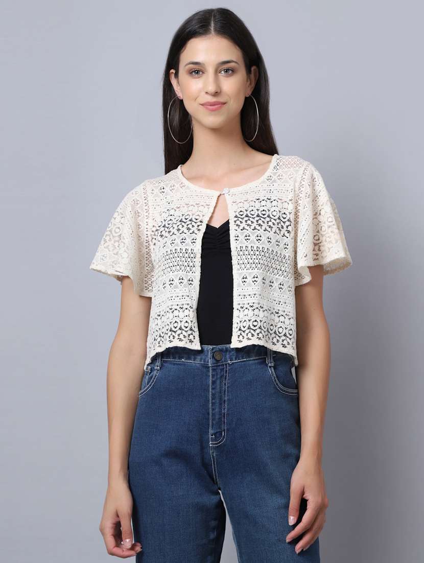 Buy online Beige Cotton Shrug from capes & shrugs for Women by A&k for