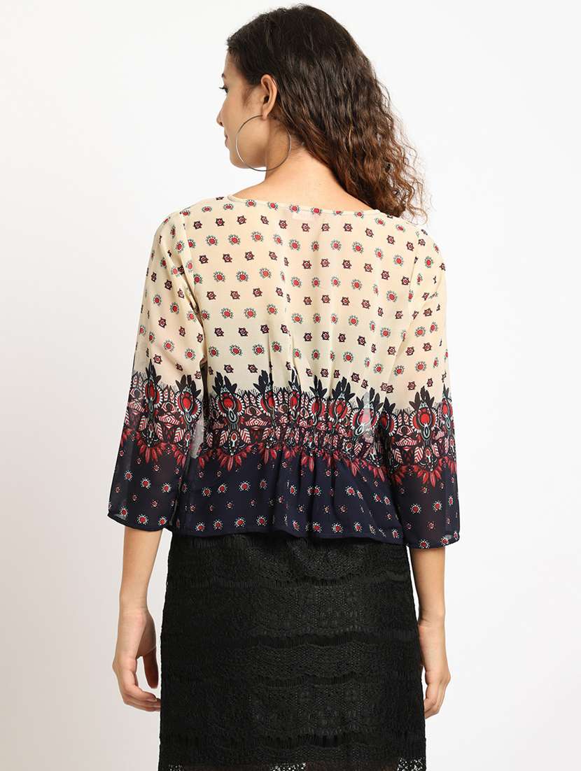 women printed three quarter sleeve shrugs - 19960064 -  Standard Image - 3