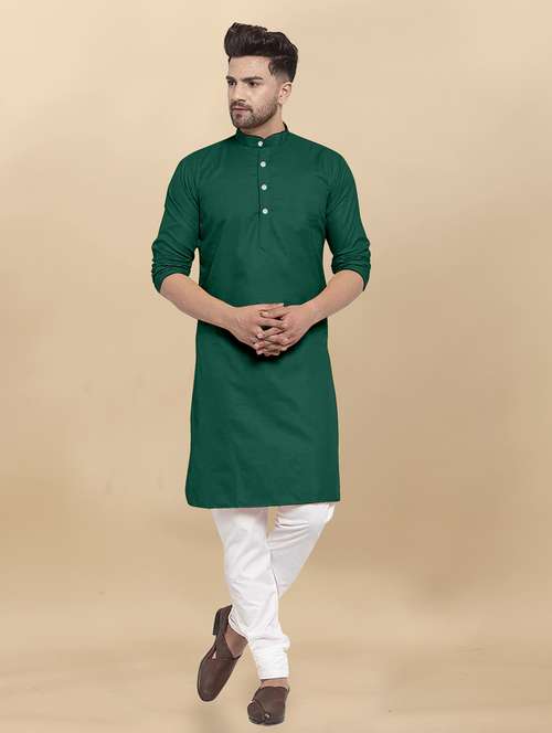 men mandarin neck solid kurta pyjama set 