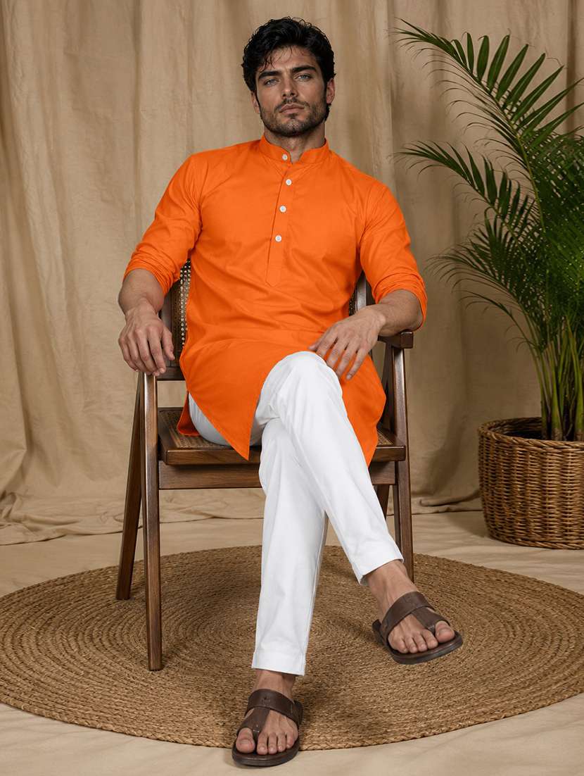 Men Mandarin Neck Solid Kurta Pyjama Set - 19960622 -  Standard Image - 3