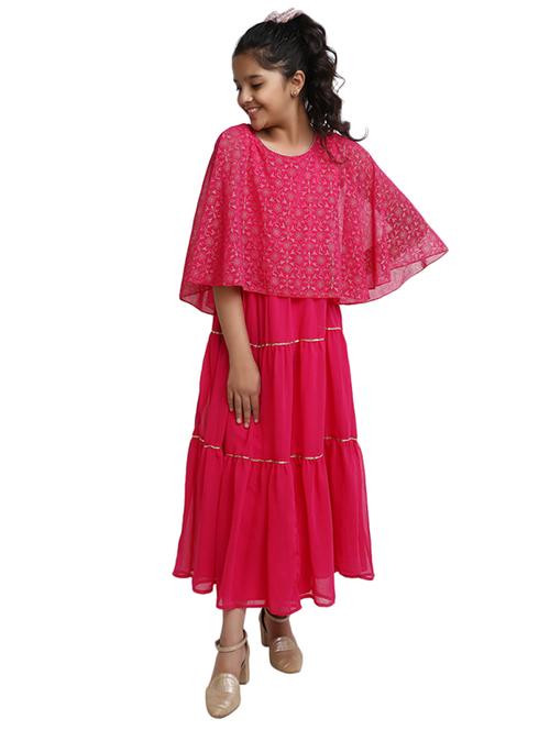 girls round neck cape sleeve frock - 19961326 -  Standard Image - 0