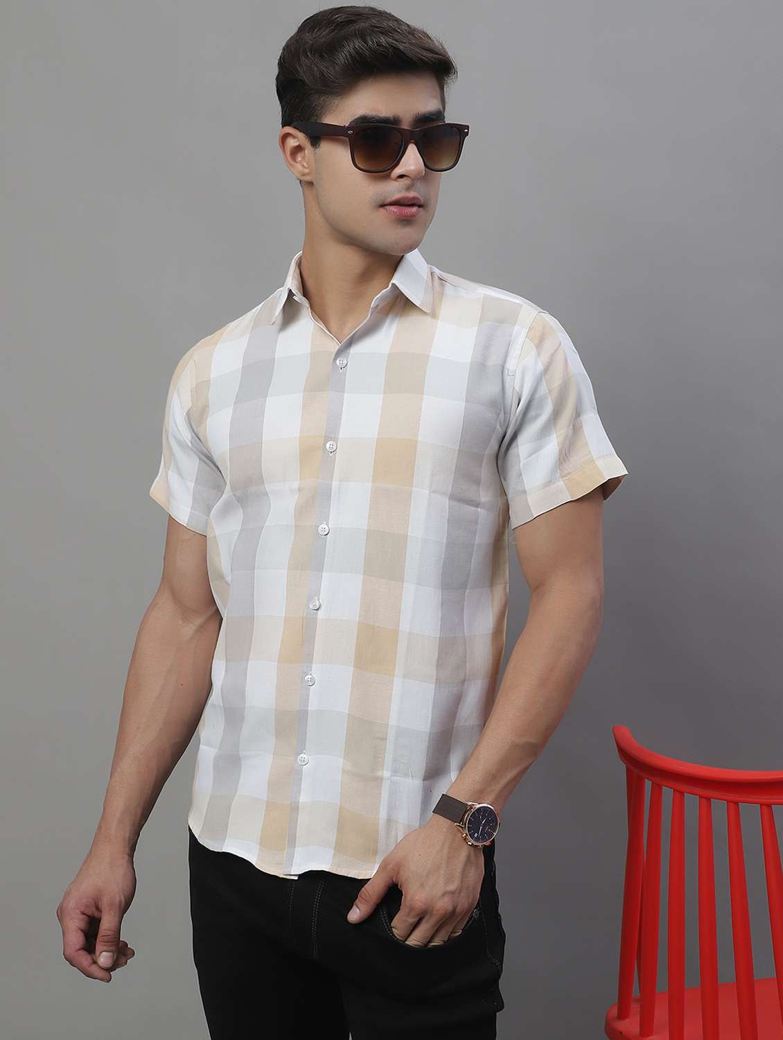 mens checks casual shirt