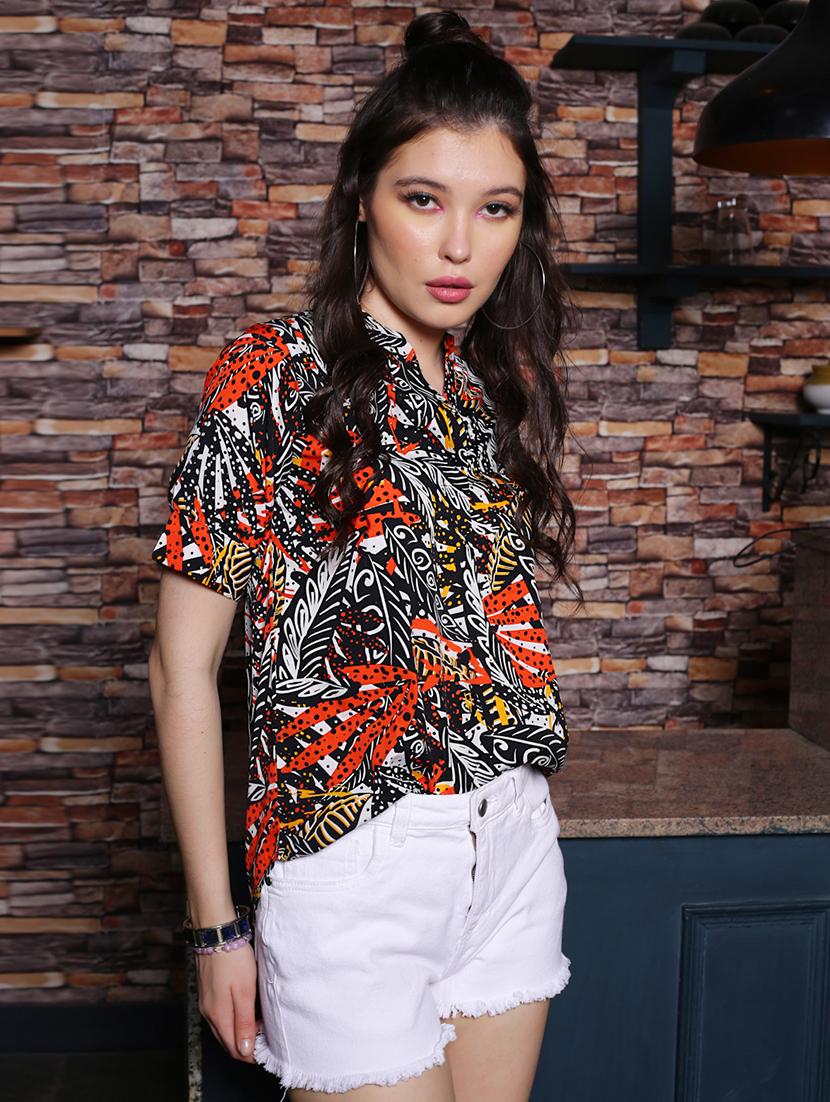 women's high-low mandarin neck top - 19963263 - Zoom Image - 0