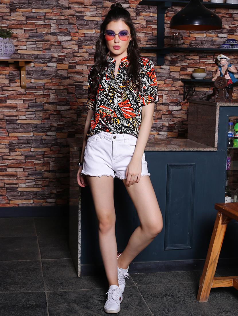 women's high-low mandarin neck top - 19963263 - Standard Image - 3