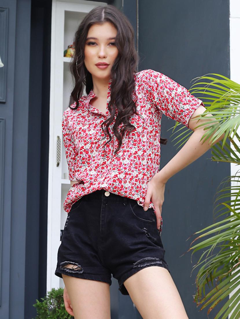 women's straight mandarin neck top - 19963266 -  Zoom Image - 0
