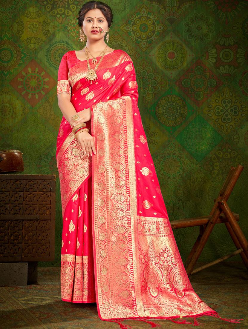 pink silk banarasi saree with blouse - 19963335 -  Zoom Image - 0