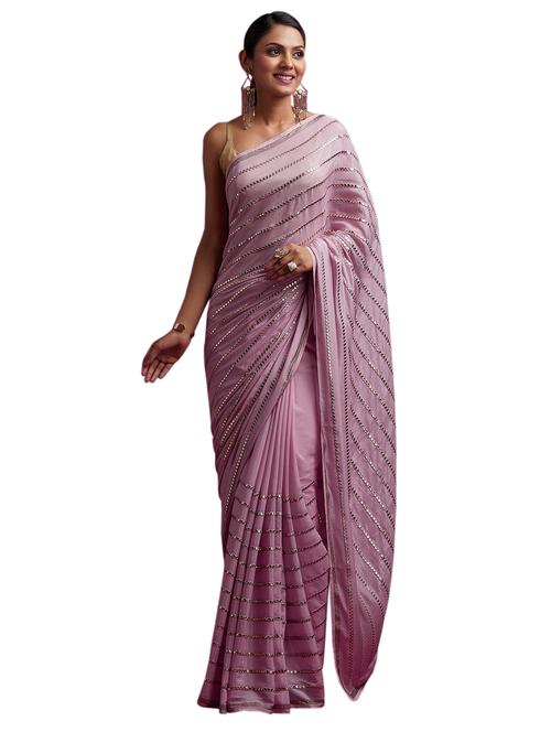pink self design saree with blouse - 19963406 -  Standard Image - 0
