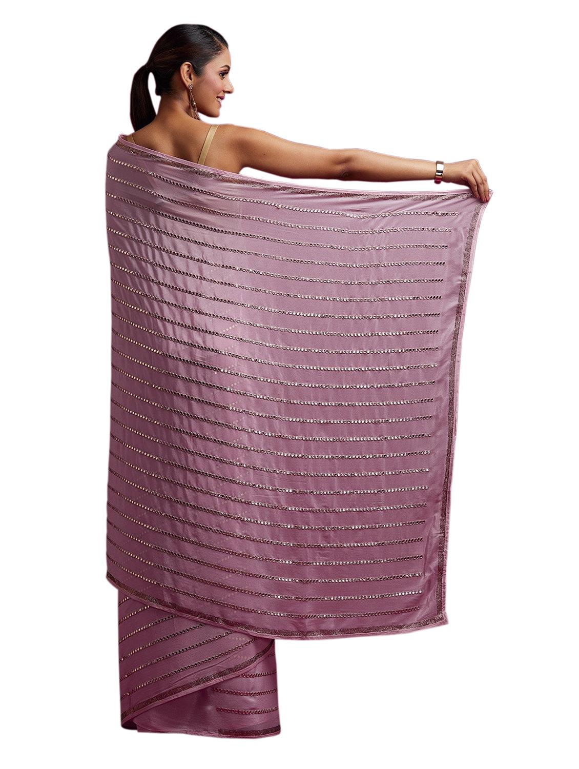 pink self design saree with blouse - 19963406 - Standard Image - 3