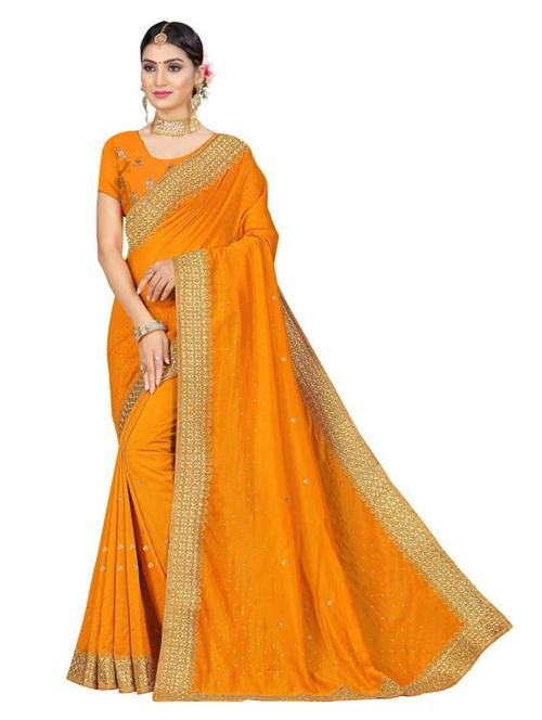 yellow embroidered saree with blouse - 19963445 - Standard Image - 0