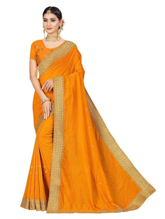 yellow embroidered saree with blouse - 19963445 - Zoom Image - 0