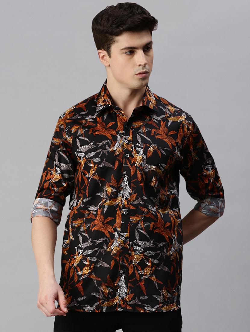 mens leaf print casual shirt - 19963550 -  Zoom Image - 0