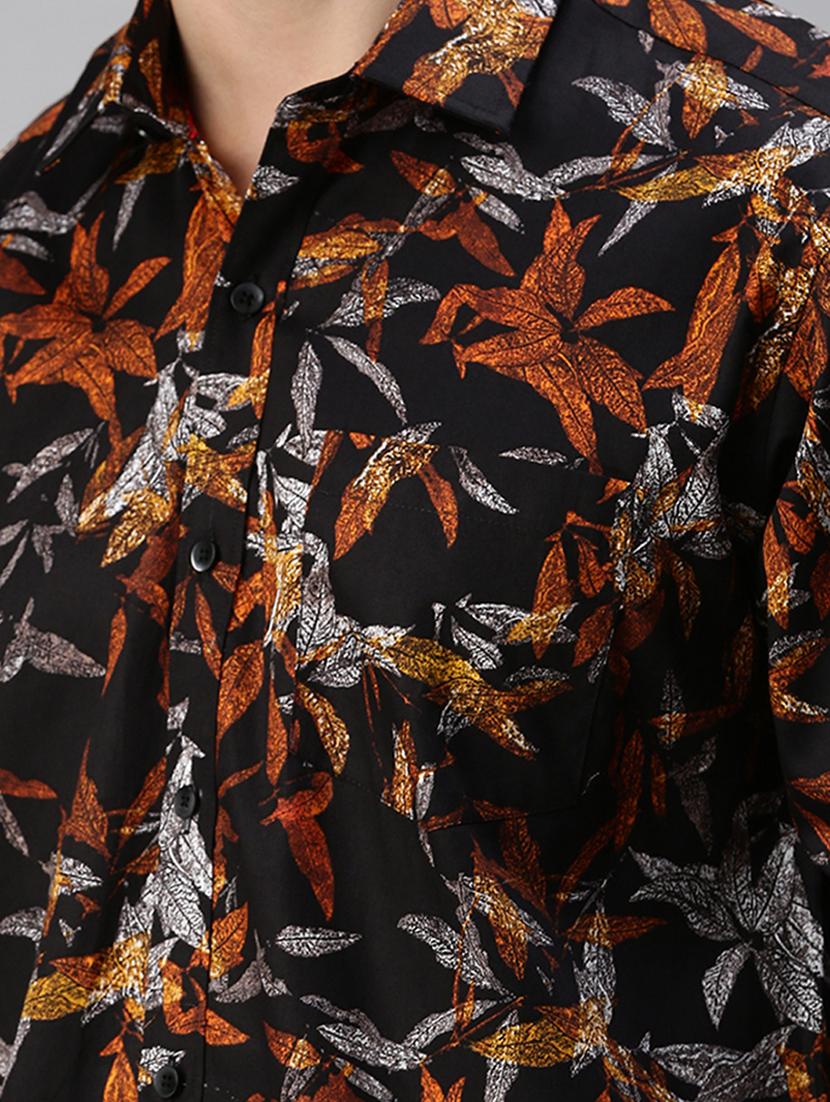 mens leaf print casual shirt - 19963550 - Standard Image - 5