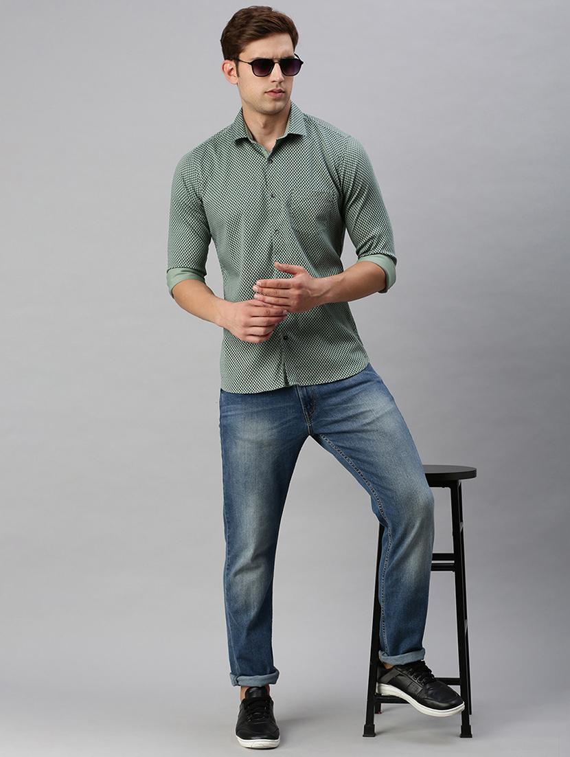 mens geometric casual shirt - 19963554 - Standard Image - 3