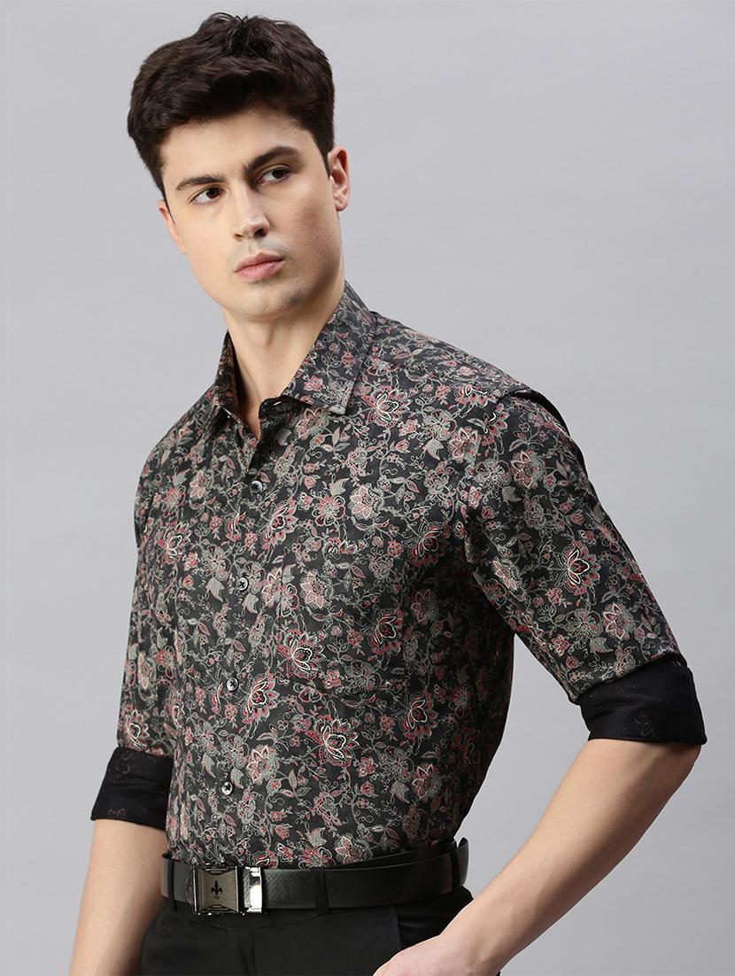 men floral printed long sleeve casual shirt - 19963555 -  Zoom Image - 0