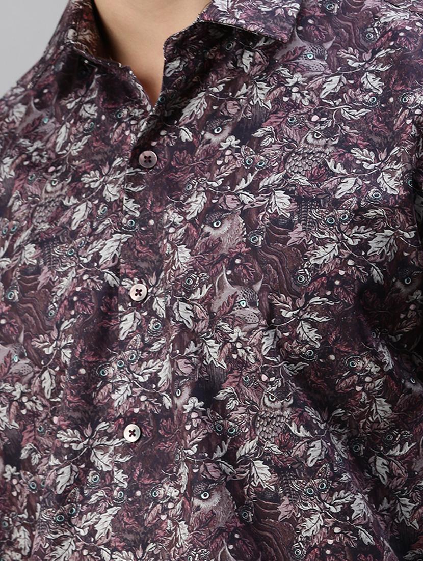 mens leaf print casual shirt - 19963565 - Standard Image - 5