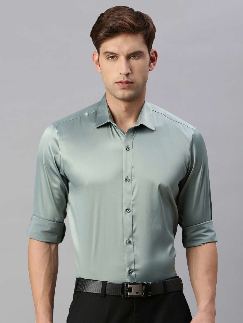grey solid formal shirt - 19963578 -  Zoom Image - 0