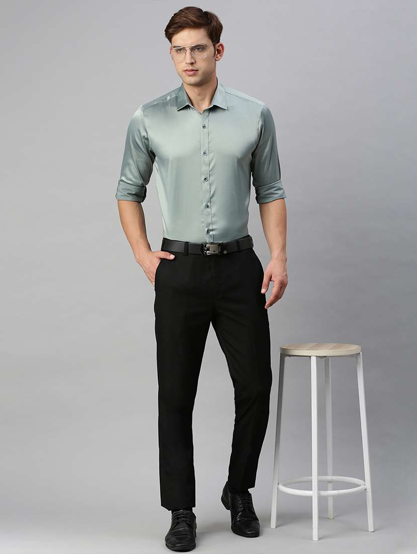 grey solid formal shirt - 19963578 -  Standard Image - 3