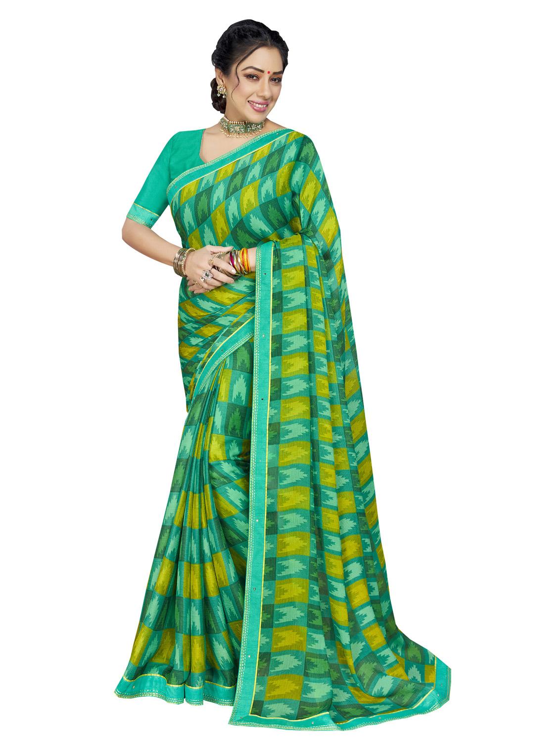 printed saree with blouse piece - 19963694 - Zoom Image - 0