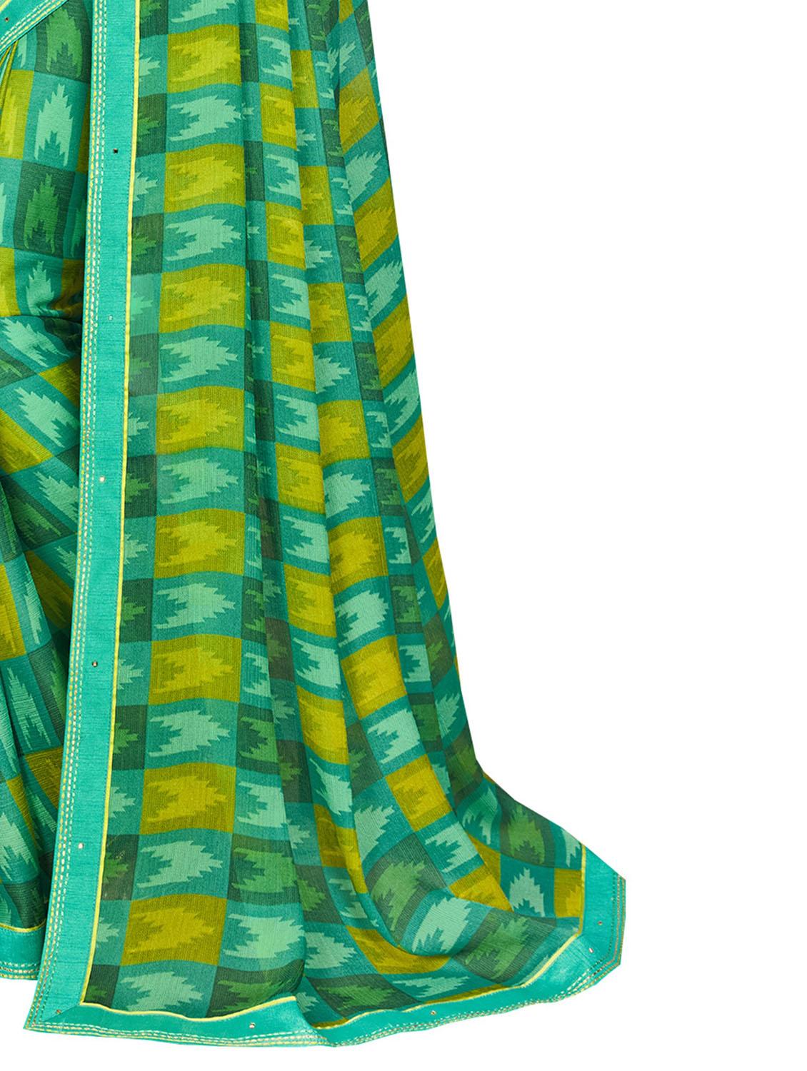 printed saree with blouse piece - 19963694 - Standard Image - 3