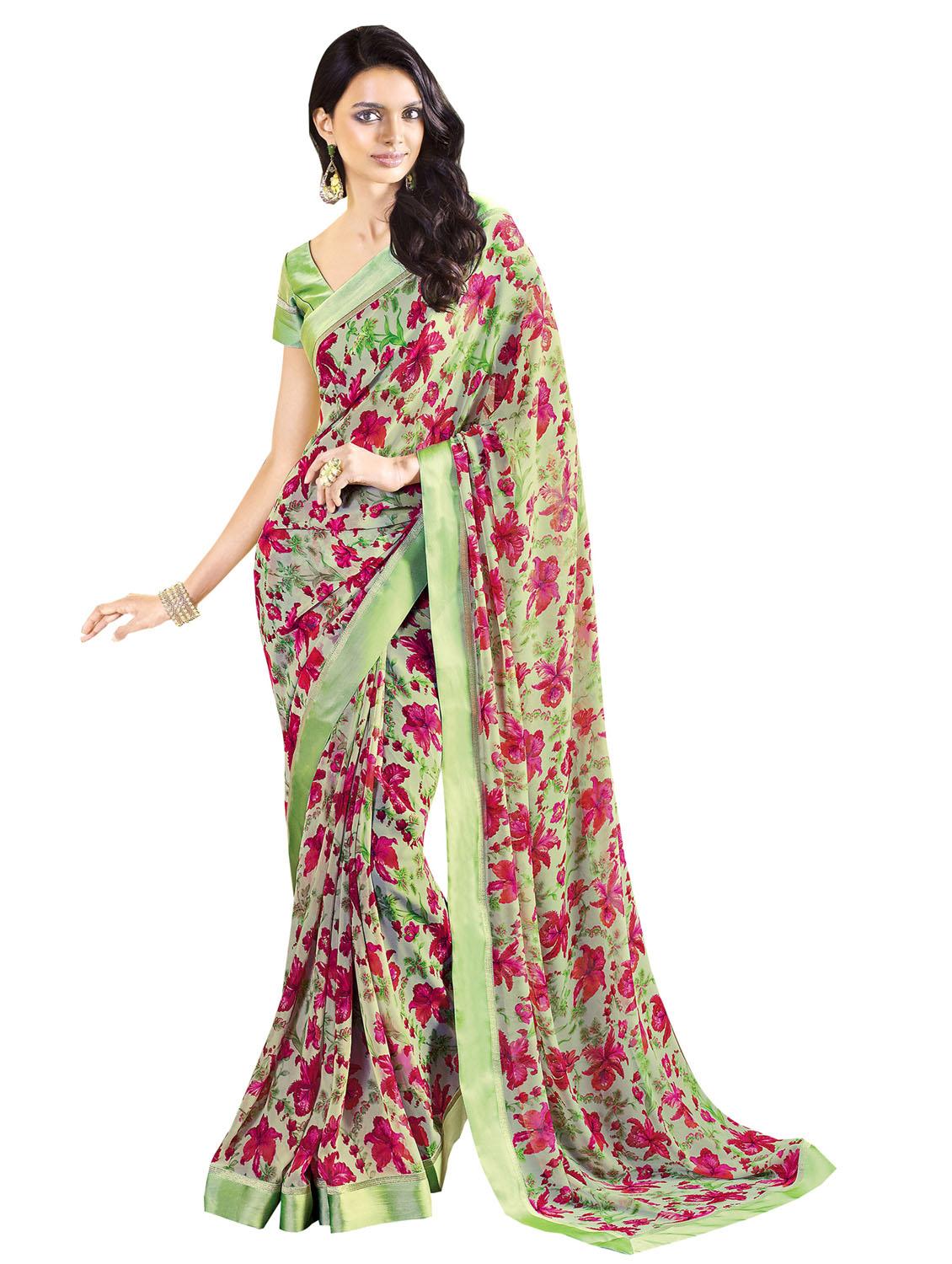 printed woven saree with blouse - 19963705 - Zoom Image - 0