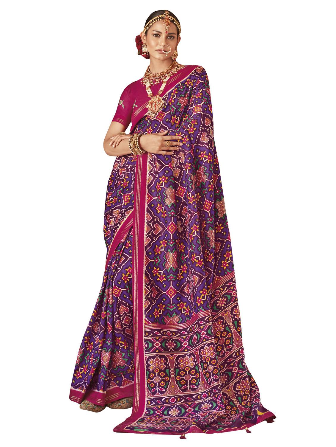 printed woven saree with blouse - 19963716 - Zoom Image - 0
