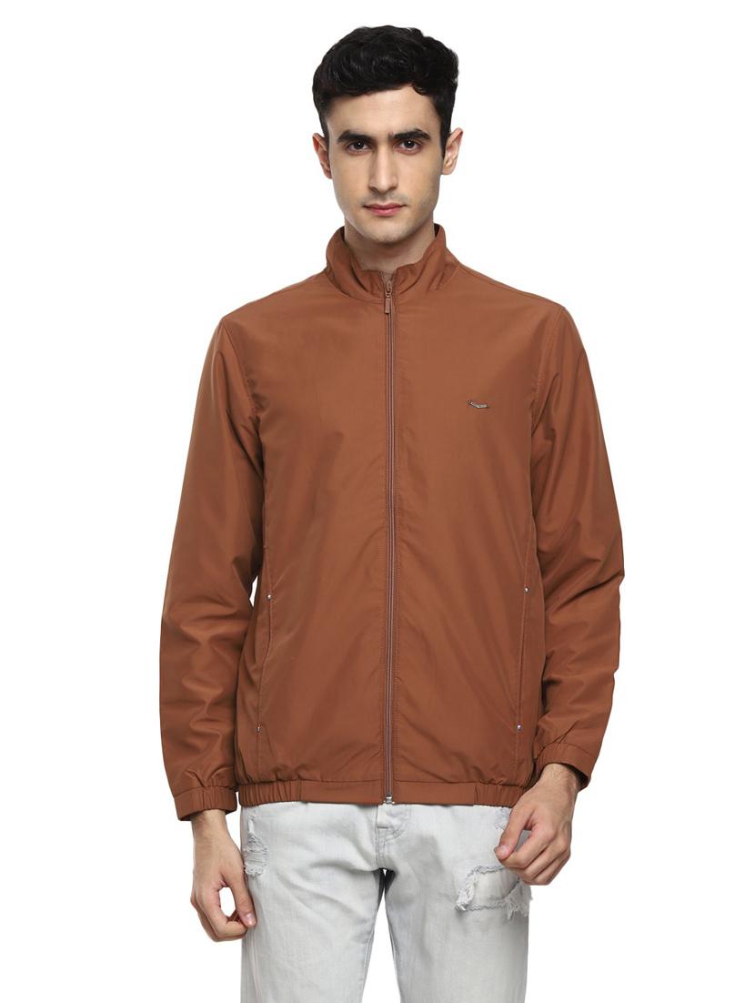 brown solid long sleeve bomber jacket - 19963808 - Zoom Image - 0