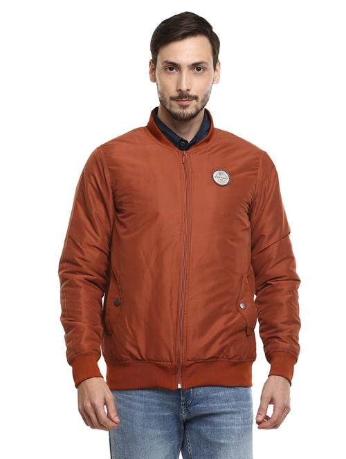 brown solid long sleeve bomber jacket - 19963809 -  Standard Image - 0