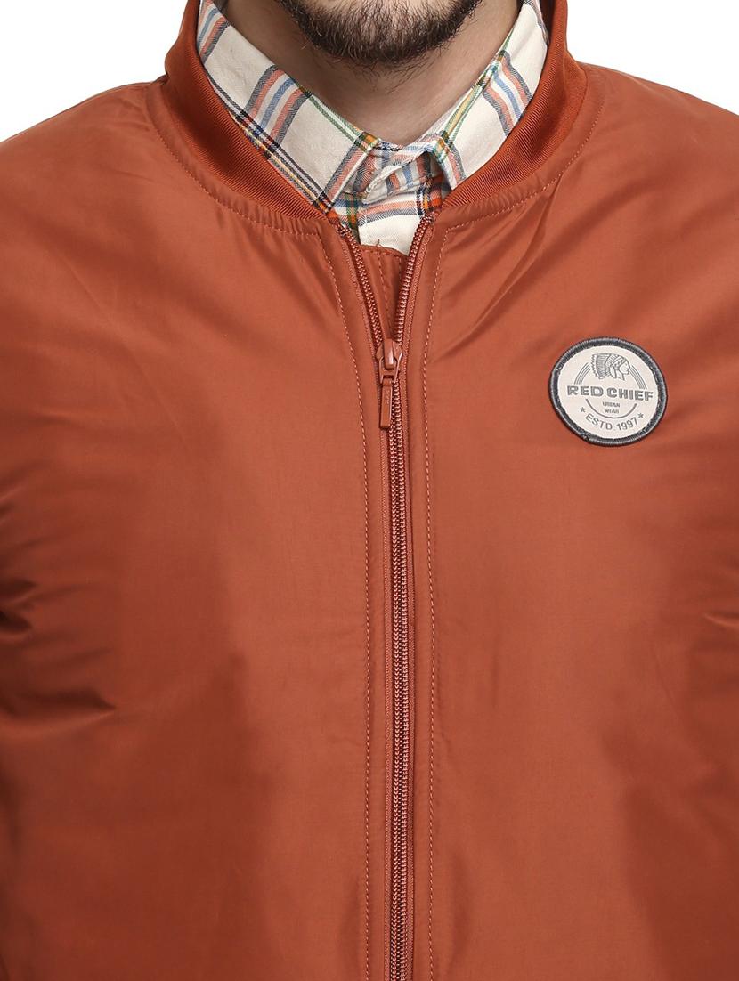 brown solid long sleeve bomber jacket - 19963809 - Standard Image - 3