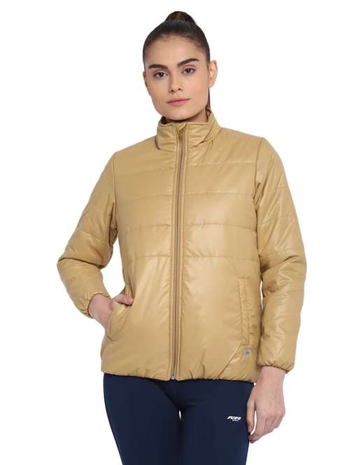 beige solid quilted jacket - 19963832 - Standard Image - 0